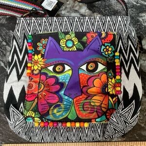 New Laura Burch crossbody purse with the whimsical cat design with tags